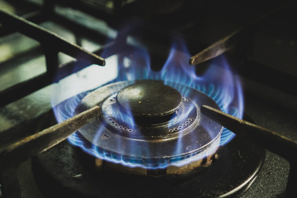 A flame on a gas stove