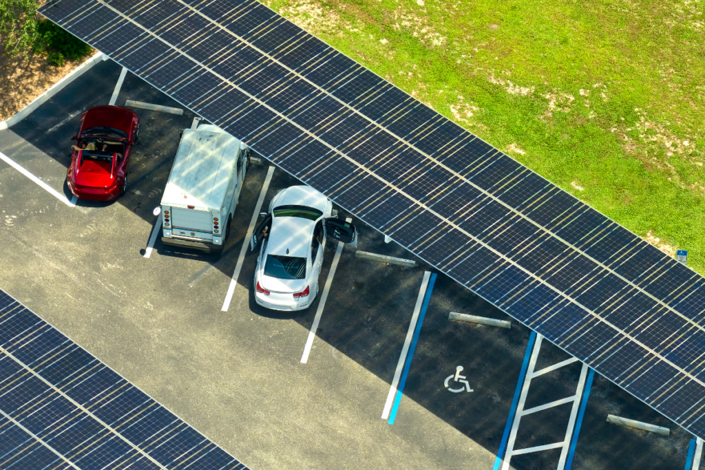 A solar panel car park