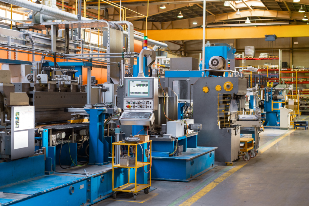 Machinery in a manufacturing factory